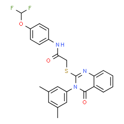 ChemSpider 2D Image | N-[4-(Difluoromethoxy)phenyl]-2-{[3-(3,5-dimethylphenyl)-4-oxo-3,4-dihydro-2-quinazolinyl]sulfanyl}acetamide | C25H21F2N3O3S