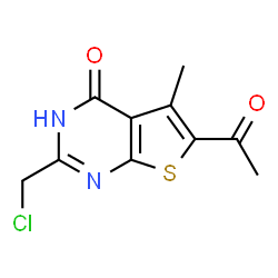 ChemSpider 2D Image | 6-Acetyl-2-(chloromethyl)-5-methylthieno[2,3-d]pyrimidin-4(3H)-one | C10H9ClN2O2S