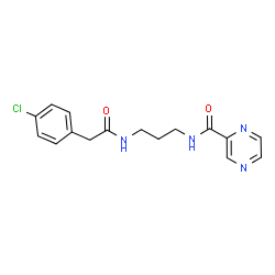 ChemSpider 2D Image | N-(3-{[(4-Chlorophenyl)acetyl]amino}propyl)-2-pyrazinecarboxamide | C16H17ClN4O2
