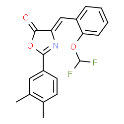 ChemSpider 2D Image | (4Z)-4-[2-(Difluoromethoxy)benzylidene]-2-(3,4-dimethylphenyl)-1,3-oxazol-5(4H)-one | C19H15F2NO3