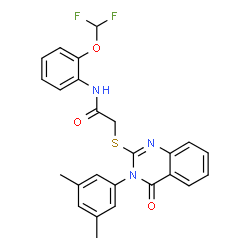 ChemSpider 2D Image | N-[2-(Difluoromethoxy)phenyl]-2-{[3-(3,5-dimethylphenyl)-4-oxo-3,4-dihydro-2-quinazolinyl]sulfanyl}acetamide | C25H21F2N3O3S