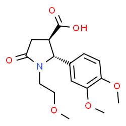 ChemSpider 2D Image | (2R,3R)-2-(3,4-Dimethoxyphenyl)-1-(2-methoxyethyl)-5-oxo-3-pyrrolidinecarboxylic acid | C16H21NO6