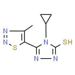 ChemSpider 2D Image | 4-CYCLOPROPYL-5-(4-METHYL-1,2,3-THIADIAZOL-5-YL)-4H-1,2,4-TRIAZOLE-3-THIOL | C8H9N5S2