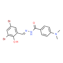 ChemSpider 2D Image | N'-[(E)-(3,5-Dibromo-2-hydroxyphenyl)methylene]-4-(dimethylamino)benzohydrazide | C16H15Br2N3O2