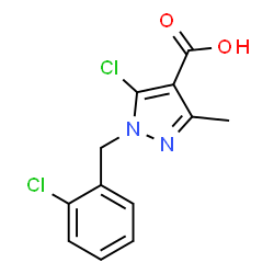 ChemSpider 2D Image | 5-Chloro-1-(2-chlorobenzyl)-3-methyl-1H-pyrazole-4-carboxylic acid | C12H10Cl2N2O2