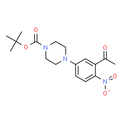 ChemSpider 2D Image | 1,1-Dimethylethyl 4-(3-acetyl-4-nitrophenyl)-1-piperazinecarboxylate | C17H23N3O5