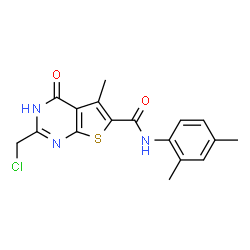 ChemSpider 2D Image | 2-(Chloromethyl)-N-(2,4-dimethylphenyl)-5-methyl-4-oxo-3,4-dihydrothieno[2,3-d]pyrimidine-6-carboxamide | C17H16ClN3O2S