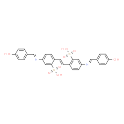 ChemSpider 2D Image | 2,2'-[(E)-1,2-Ethenediyl]bis{5-[(E)-(4-hydroxybenzylidene)amino]benzenesulfonic acid} | C28H22N2O8S2