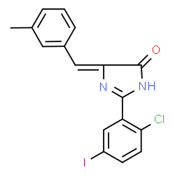 ChemSpider 2D Image | (5E)-2-(2-Chloro-5-iodophenyl)-5-(3-methylbenzylidene)-1,5-dihydro-4H-imidazol-4-one | C17H12ClIN2O