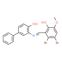 ChemSpider 2D Image | 3-[(E)-(2,3-Dibromo-6-hydroxy-5-methoxybenzylidene)amino]-4-biphenylol | C20H15Br2NO3