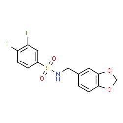 ChemSpider 2D Image | N-(1,3-Benzodioxol-5-ylmethyl)-3,4-difluorobenzenesulfonamide | C14H11F2NO4S