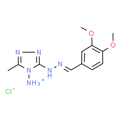 ChemSpider 2D Image | 3-[(2E)-2-(3,4-Dimethoxybenzylidene)hydrazino]-5-methyl-4H-1,2,4-triazol-4-aminium chloride | C12H17ClN6O2