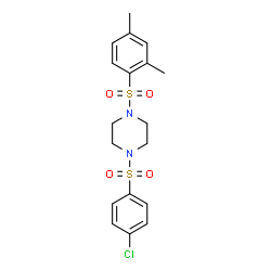ChemSpider 2D Image | 1-[(4-Chlorophenyl)sulfonyl]-4-[(2,4-dimethylphenyl)sulfonyl]piperazine | C18H21ClN2O4S2