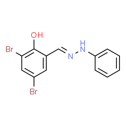 ChemSpider 2D Image | 2,4-Dibromo-6-[(E)-(phenylhydrazono)methyl]phenol | C13H10Br2N2O