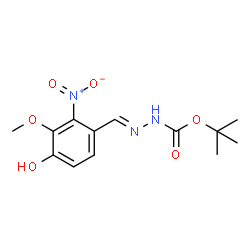 ChemSpider 2D Image | 2-Methyl-2-propanyl (2E)-2-(4-hydroxy-3-methoxy-2-nitrobenzylidene)hydrazinecarboxylate | C13H17N3O6