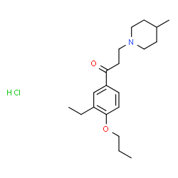 ChemSpider 2D Image | 1-(3-Ethyl-4-propoxyphenyl)-3-(4-methyl-1-piperidinyl)-1-propanone hydrochloride (1:1) | C20H32ClNO2
