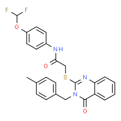 ChemSpider 2D Image | N-[4-(Difluoromethoxy)phenyl]-2-{[3-(4-methylbenzyl)-4-oxo-3,4-dihydro-2-quinazolinyl]sulfanyl}acetamide | C25H21F2N3O3S