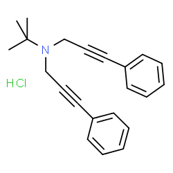 ChemSpider 2D Image | N-(2-Methyl-2-propanyl)-3-phenyl-N-(3-phenyl-2-propyn-1-yl)-2-propyn-1-amine hydrochloride (1:1) | C22H24ClN