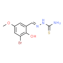 ChemSpider 2D Image | (2E)-2-(3-Bromo-2-hydroxy-5-methoxybenzylidene)hydrazinecarbothioamide | C9H10BrN3O2S
