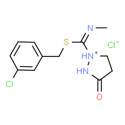 ChemSpider 2D Image | (1Z)-1-{[(3-Chlorobenzyl)sulfanyl](methylamino)methylene}-3-oxopyrazolidin-1-ium chloride | C12H15Cl2N3OS