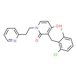 ChemSpider 2D Image | 3-(2-Chloro-6-fluorobenzyl)-4-hydroxy-1-[2-(2-pyridinyl)ethyl]-2(1H)-pyridinone | C19H16ClFN2O2