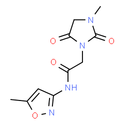 ChemSpider 2D Image | 2-(3-Methyl-2,5-dioxo-1-imidazolidinyl)-N-(5-methyl-1,2-oxazol-3-yl)acetamide | C10H12N4O4