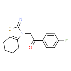 ChemSpider 2D Image | 1-(4-Fluorophenyl)-2-(2-imino-4,5,6,7-tetrahydro-1,3-benzothiazol-3(2H)-yl)ethanone | C15H15FN2OS