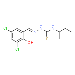 ChemSpider 2D Image | (2E)-N-sec-Butyl-2-(3,5-dichloro-2-hydroxybenzylidene)hydrazinecarbothioamide | C12H15Cl2N3OS