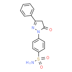 ChemSpider 2D Image | 4-(5-Oxo-3-phenyl-4,5-dihydro-1H-pyrazol-1-yl)benzenesulfonamide | C15H13N3O3S