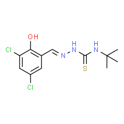 ChemSpider 2D Image | N1-(tert-butyl)-2-[(3,5-dichloro-2-hydroxyphenyl)methylene]-1-hydrazinecarbothioamide | C12H15Cl2N3OS