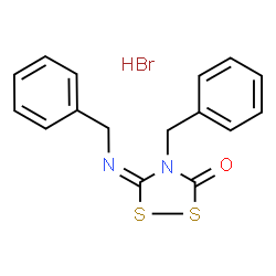 ChemSpider 2D Image | (5E)-4-Benzyl-5-(benzylimino)-1,2,4-dithiazolidin-3-one hydrobromide (1:1) | C16H15BrN2OS2