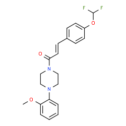 ChemSpider 2D Image | (2E)-3-[4-(Difluoromethoxy)phenyl]-1-[4-(2-methoxyphenyl)-1-piperazinyl]-2-propen-1-one | C21H22F2N2O3