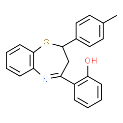 ChemSpider 2D Image | 2-[2-(4-Methylphenyl)-2,3-dihydro-1,5-benzothiazepin-4-yl]phenol | C22H19NOS