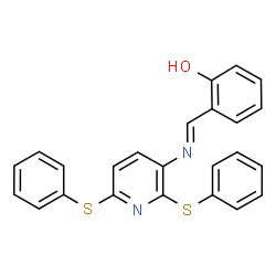 ChemSpider 2D Image | 2-({[2,6-bis(phenylthio)pyridin-3-yl]imino}methyl)phenol | C24H18N2OS2