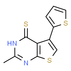 ChemSpider 2D Image | 2-methyl-5-thien-2-ylthieno[2,3-d]pyrimidine-4-thiol | C11H8N2S3