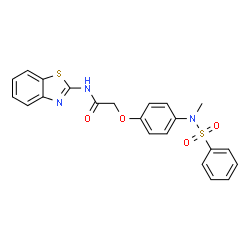 ChemSpider 2D Image | N-(1,3-Benzothiazol-2-yl)-2-{4-[methyl(phenylsulfonyl)amino]phenoxy}acetamide | C22H19N3O4S2