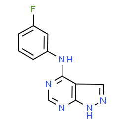 ChemSpider 2D Image | N-(3-Fluorophenyl)-1H-pyrazolo[3,4-d]pyrimidin-4-amine | C11H8FN5