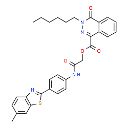ChemSpider 2D Image | 2-{[4-(6-Methyl-1,3-benzothiazol-2-yl)phenyl]amino}-2-oxoethyl 3-hexyl-4-oxo-3,4-dihydro-1-phthalazinecarboxylate | C31H30N4O4S