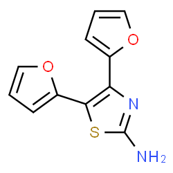 ChemSpider 2D Image | 4,5-Di(furan-2-yl)thiazol-2-amine | C11H8N2O2S