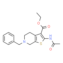 ChemSpider 2D Image | Ethyl 2-acetamido-6-benzyl-4,5,6,7-tetrahydrothieno[2,3-c]pyridine-3-carboxylate | C19H22N2O3S
