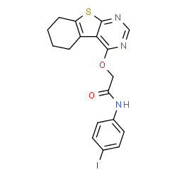 ChemSpider 2D Image | N-(4-Iodophenyl)-2-(5,6,7,8-tetrahydro[1]benzothieno[2,3-d]pyrimidin-4-yloxy)acetamide | C18H16IN3O2S