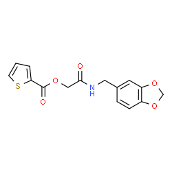ChemSpider 2D Image | 2-[(1,3-Benzodioxol-5-ylmethyl)amino]-2-oxoethyl 2-thiophenecarboxylate | C15H13NO5S