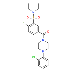 ChemSpider 2D Image | 5-{[4-(2-Chlorophenyl)-1-piperazinyl]carbonyl}-N,N-diethyl-2-fluorobenzenesulfonamide | C21H25ClFN3O3S