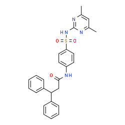 ChemSpider 2D Image | N-{4-[(4,6-Dimethyl-2-pyrimidinyl)sulfamoyl]phenyl}-3,3-diphenylpropanamide | C27H26N4O3S