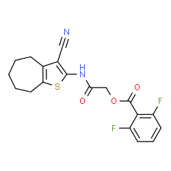 ChemSpider 2D Image | 2-[(3-Cyano-5,6,7,8-tetrahydro-4H-cyclohepta[b]thiophen-2-yl)amino]-2-oxoethyl 2,6-difluorobenzoate | C19H16F2N2O3S