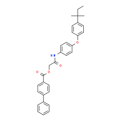 ChemSpider 2D Image | 2-({4-[4-(2-Methyl-2-butanyl)phenoxy]phenyl}amino)-2-oxoethyl 4-biphenylcarboxylate | C32H31NO4