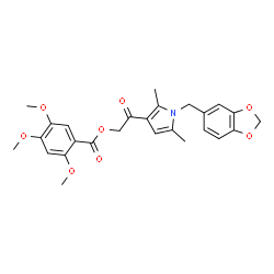 ChemSpider 2D Image | 2-[1-(1,3-Benzodioxol-5-ylmethyl)-2,5-dimethyl-1H-pyrrol-3-yl]-2-oxoethyl 2,4,5-trimethoxybenzoate | C26H27NO8