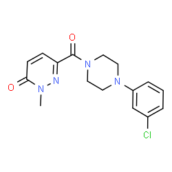 ChemSpider 2D Image | 6-{[4-(3-Chlorophenyl)-1-piperazinyl]carbonyl}-2-methyl-3(2H)-pyridazinone | C16H17ClN4O2