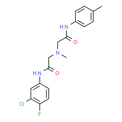 ChemSpider 2D Image | 2-[[2-(3-chloro-4-fluoroanilino)-2-oxoethyl]-methylamino]-N-(4-methylphenyl)acetamide | C18H19ClFN3O2