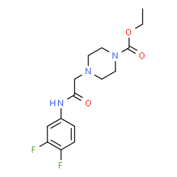 ChemSpider 2D Image | Ethyl 4-{2-[(3,4-difluorophenyl)amino]-2-oxoethyl}-1-piperazinecarboxylate | C15H19F2N3O3